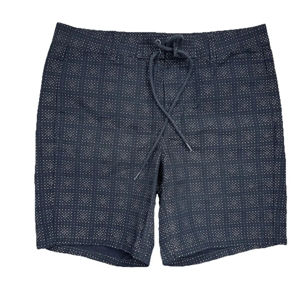 LL Bean Mens Board Shorts 33 Blue Micro Dot Snap Not Lined Outdoor Pockets NWOT